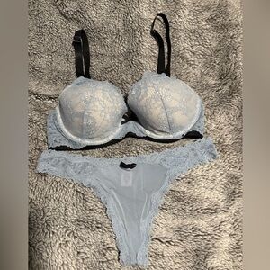 Victoria's Secret Light Blue Lace Bra and Panty Set